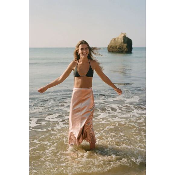 TUCKERNUCK X India Hicks Gold Metallic London Skirt NWT Size 8 - Picture 7 of 13